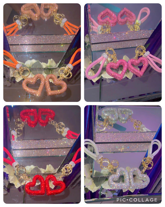 Blingy heart keychains