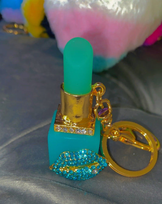 Turquoise Lipstick Keychain